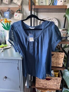 Brand New With Tags April Cornell Blue Womens Top 1x